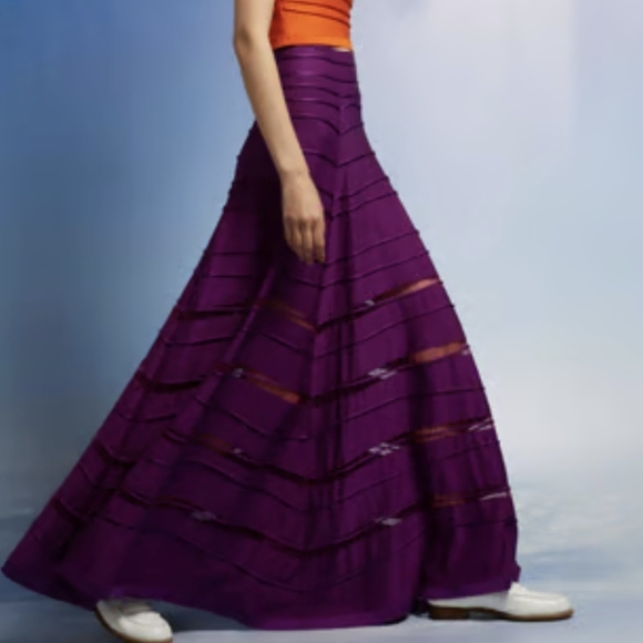 Purple Velvet Pure Silk Maxi Skirt - Picture 4 of 14